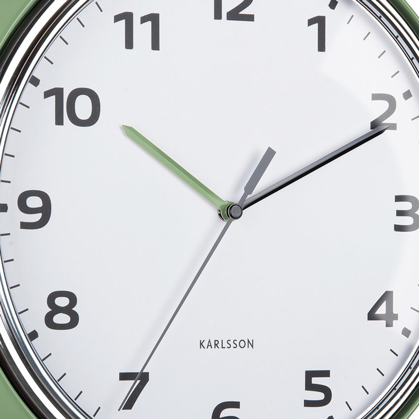 Modern Retro Wall Clock 34cm - Jungle Green