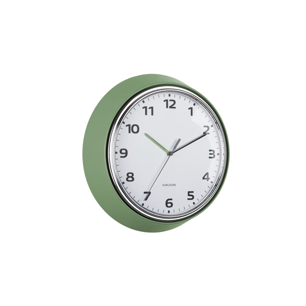 Modern Retro Wall Clock 34cm - Jungle Green