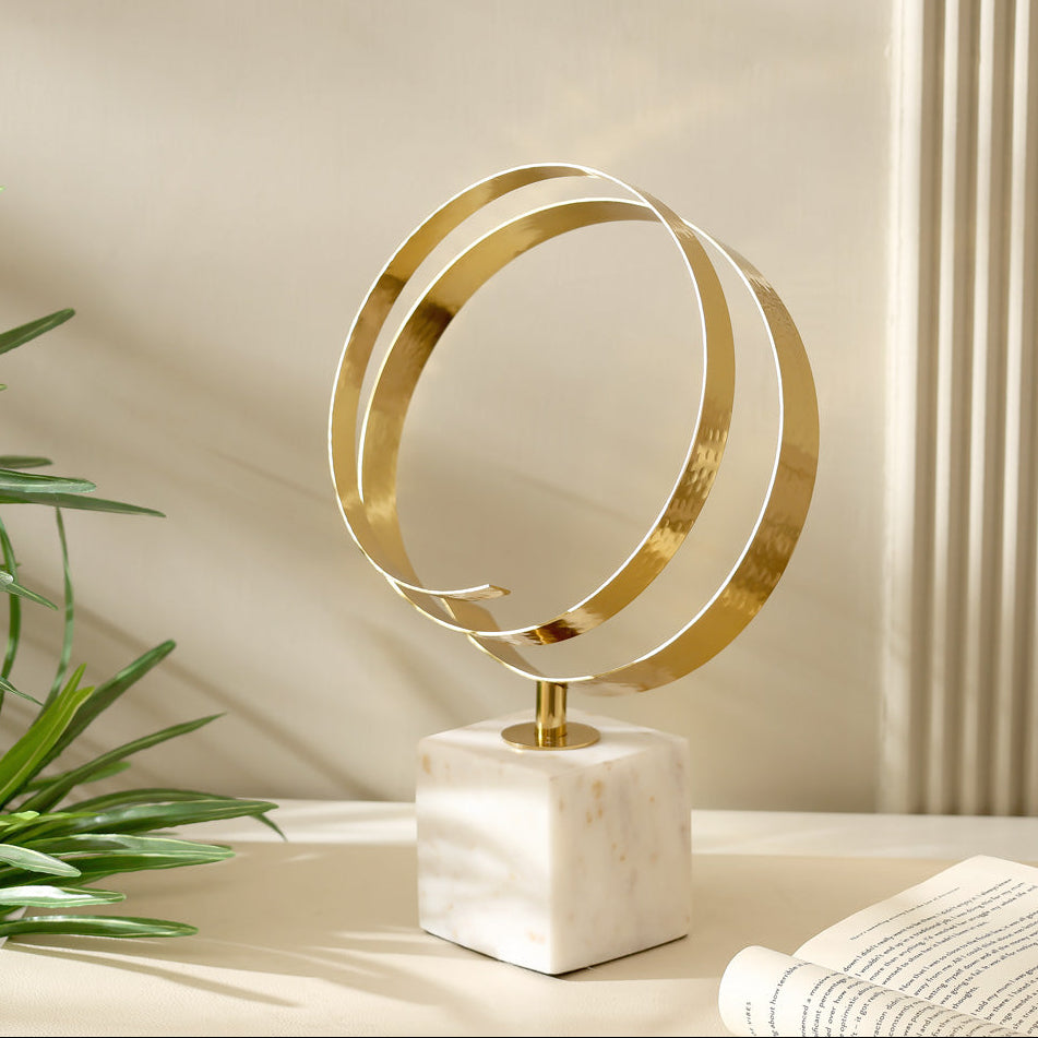 Modus Steel & Marble Sculpture Medium - Gold White