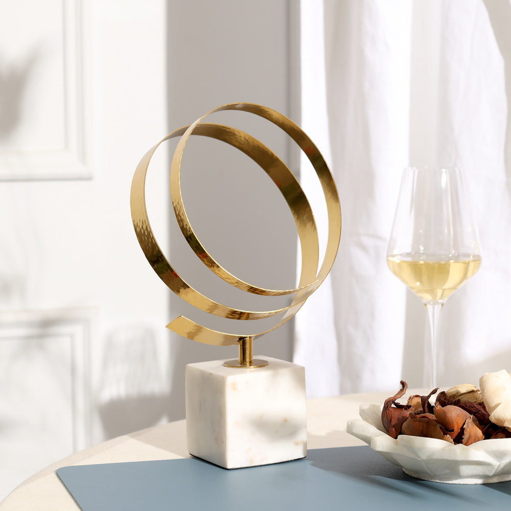 Modus Steel & Marble Sculpture Medium - Gold White