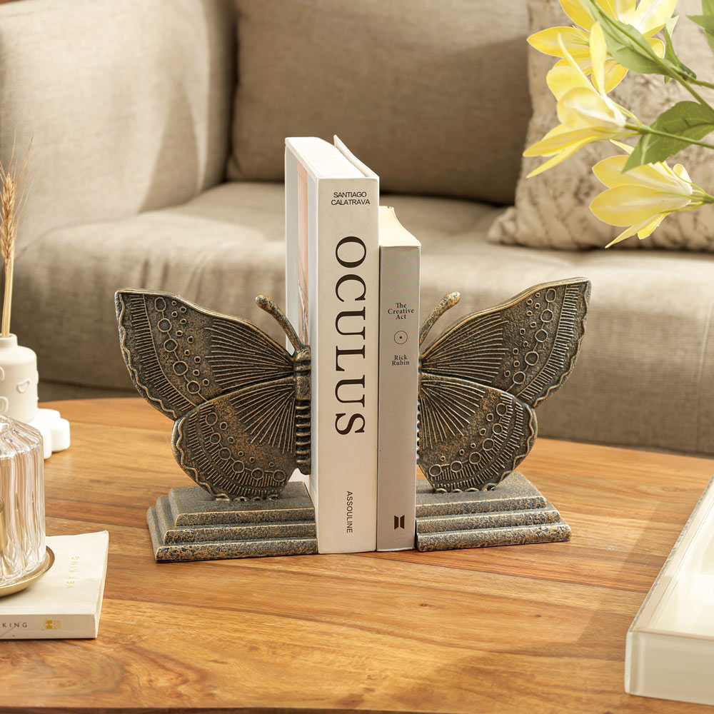 Monarch Bookends, Set of 2 - Antique Gold