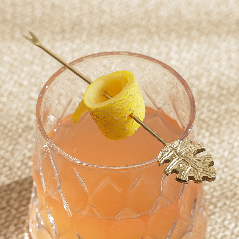 Monstera Metal Appetizer Picks, Set of 6 - Gold