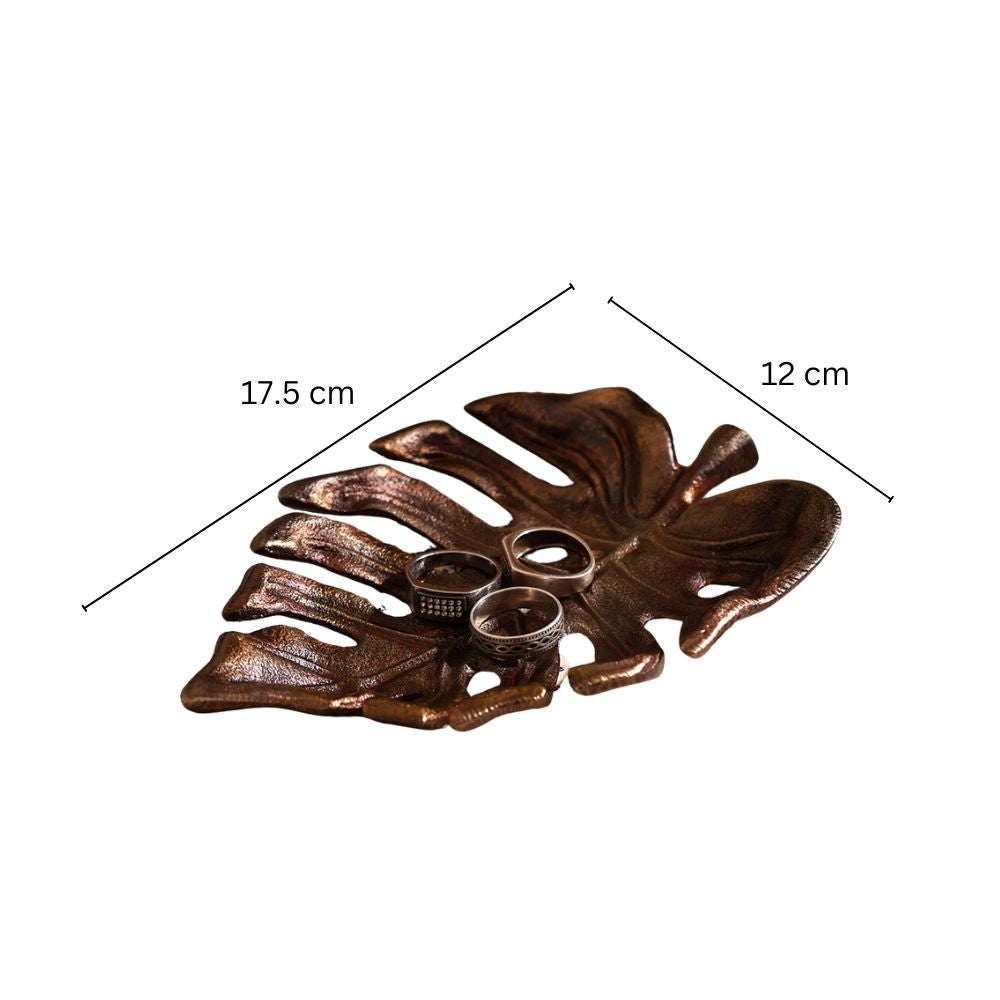 Monstera Trinket Dish - Antique Gold