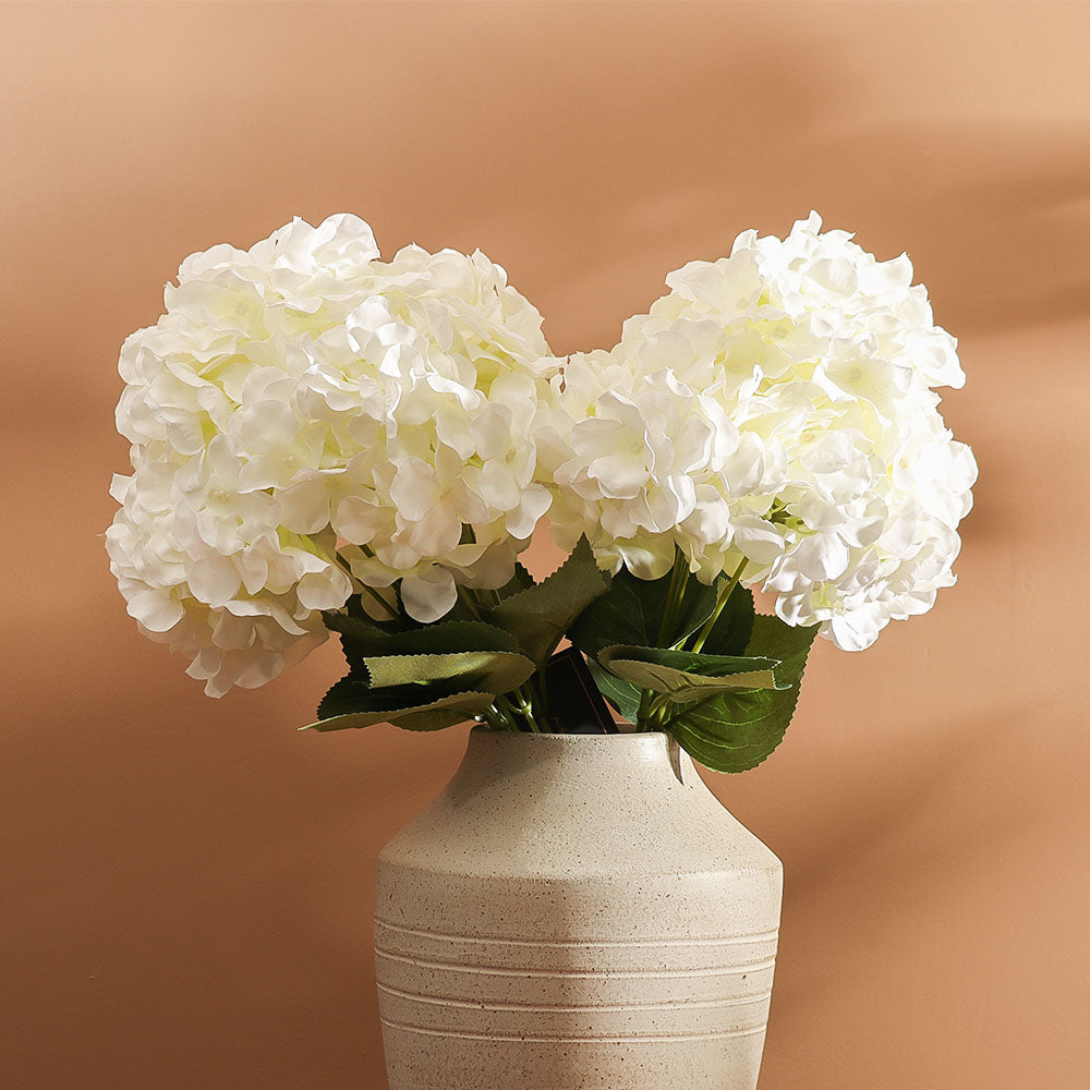 Mophead Hydrangea Faux Bunch, Set of 2 - White