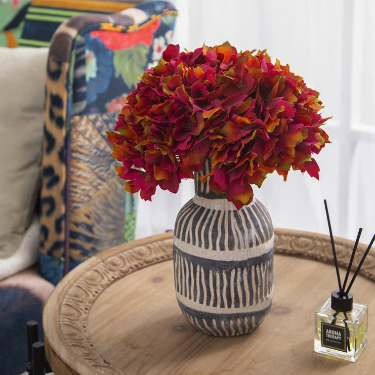 Mophead Hydrangea Faux Stem - Fuchsia