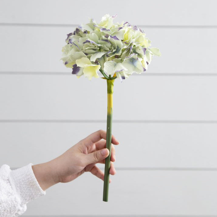 Mophead Hydrangea Faux Stem - Indigo Sunrise