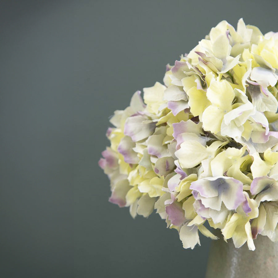 Mophead Hydrangea Faux Stem - Indigo Sunrise