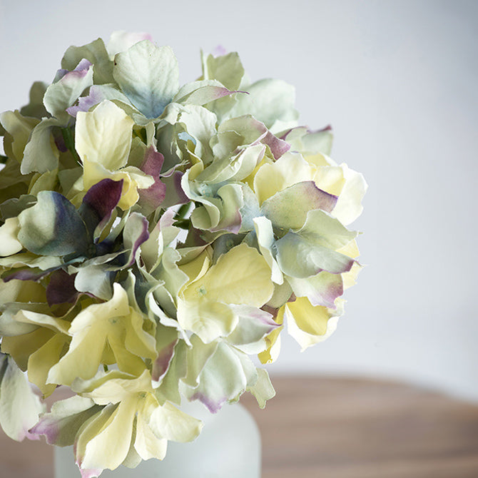 Mophead Hydrangea Faux Stem - Indigo Sunrise