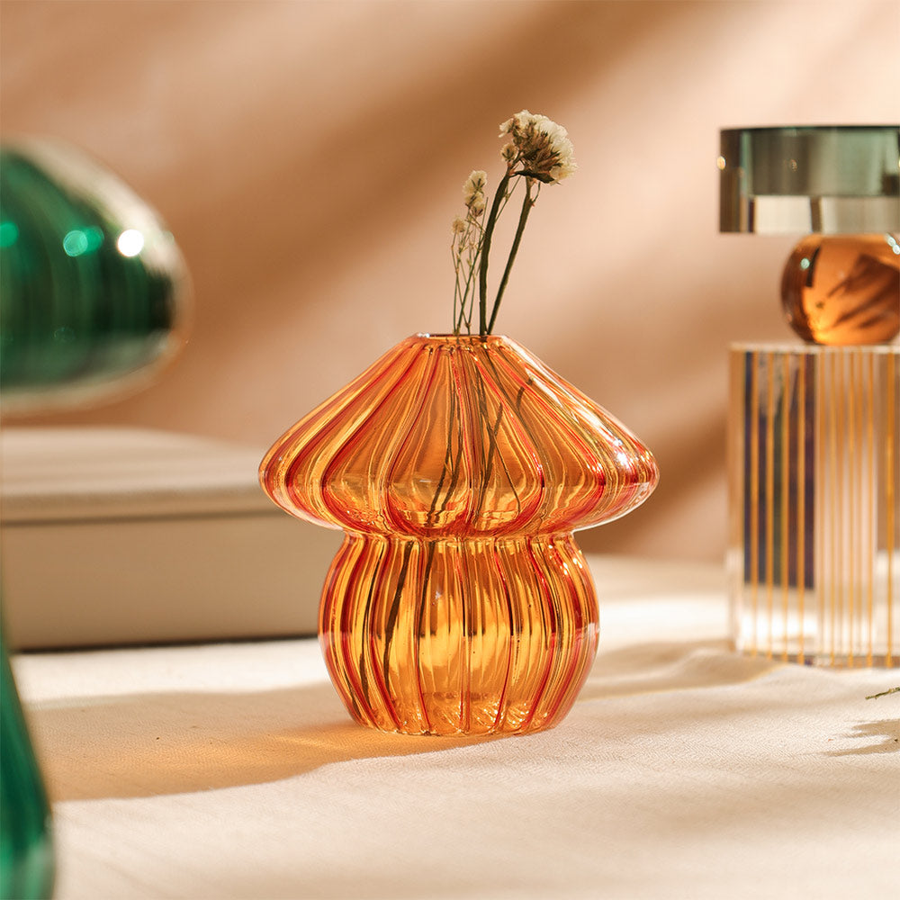 Morel Mushroom Glass Sculpture - Amber