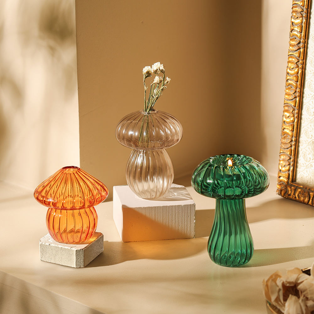 Morel Mushroom Glass Sculpture - Amber