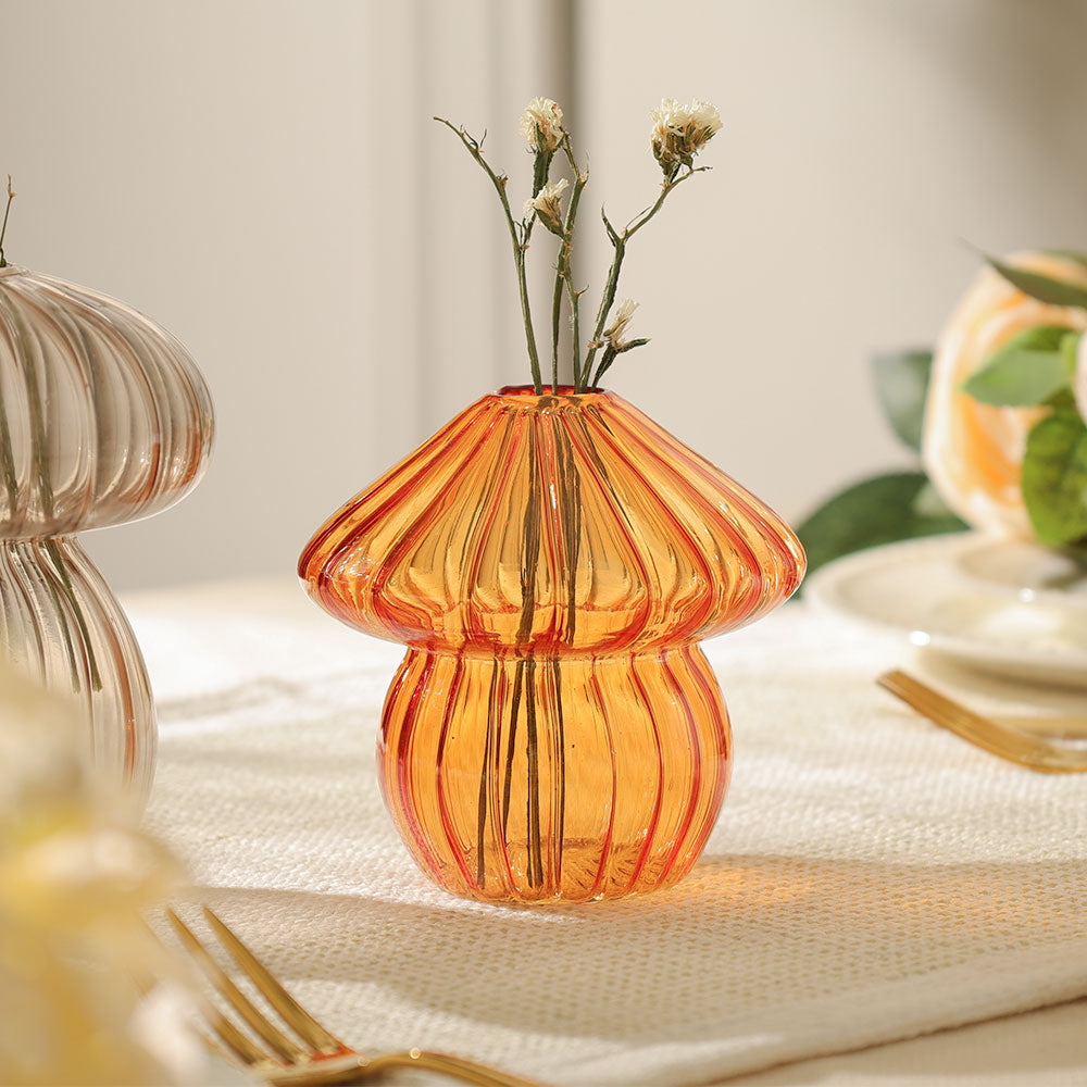 Morel Mushroom Glass Sculpture - Amber