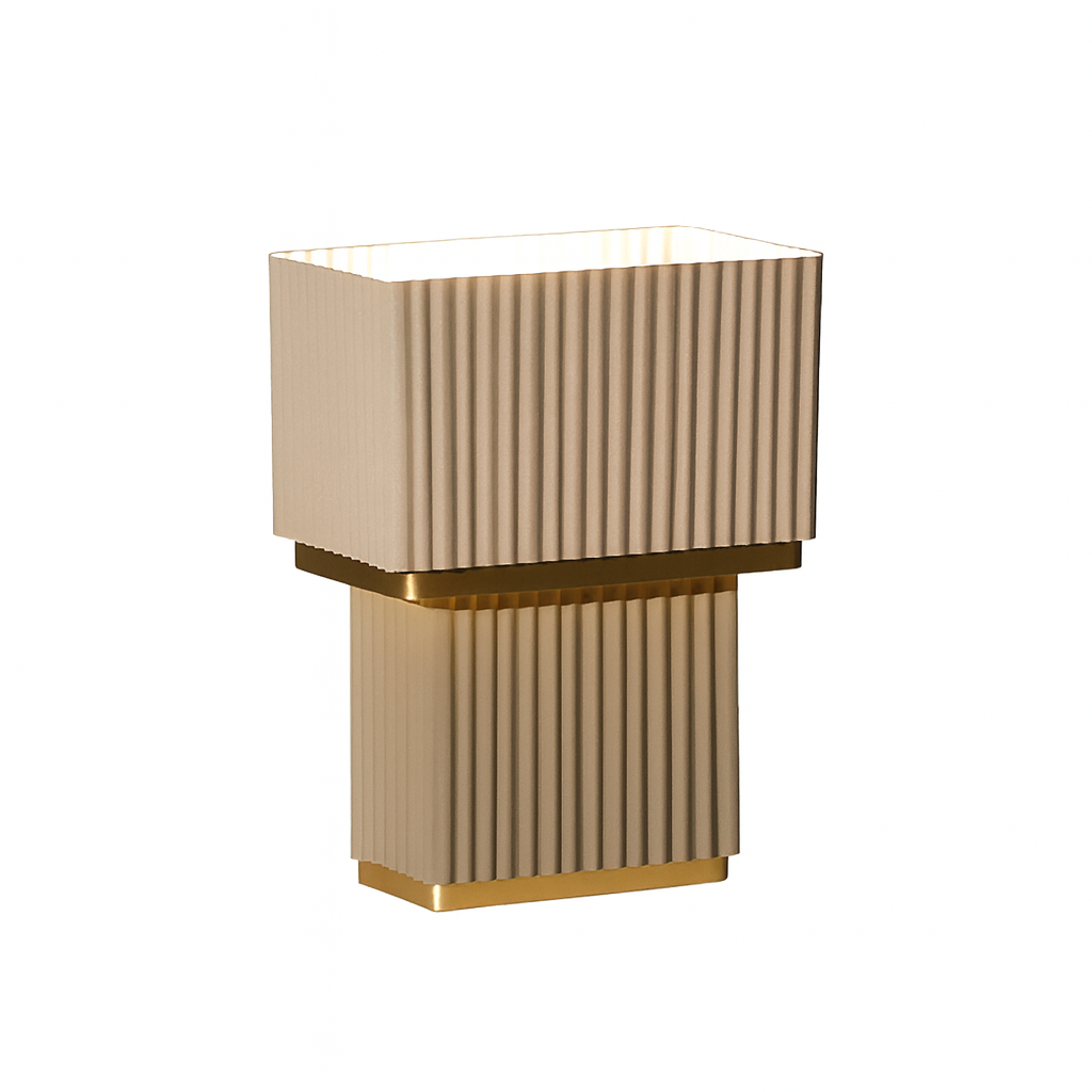 Mundo Cuboid Table Lamp Medium - Taupe Gold