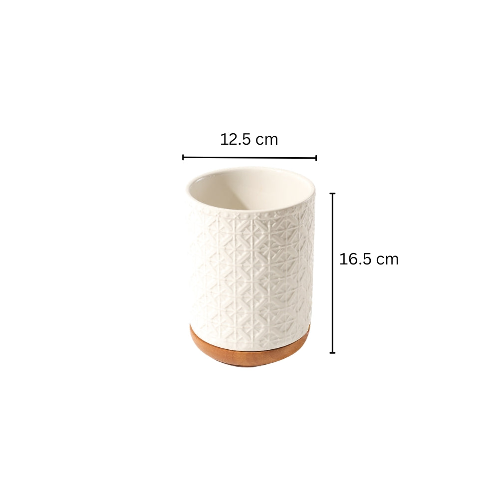 Mural Ceramic Utensil Holder - White Natural