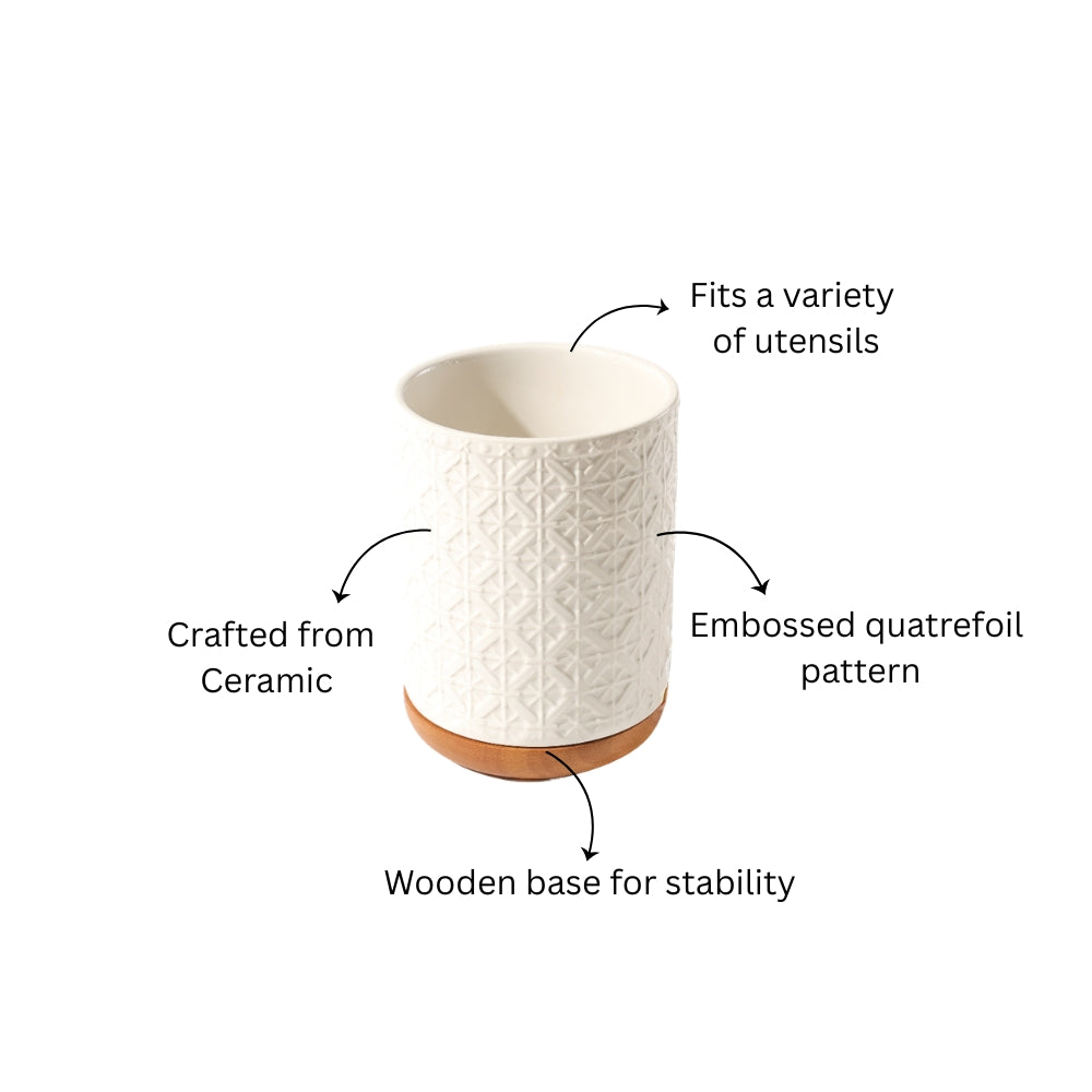 Mural Ceramic Utensil Holder - White Natural