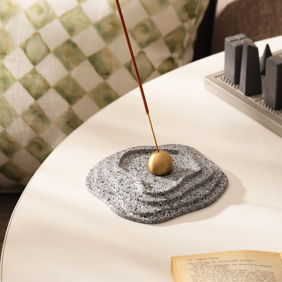 Muse Metal & Concrete Incense Holder - Speckled Grey