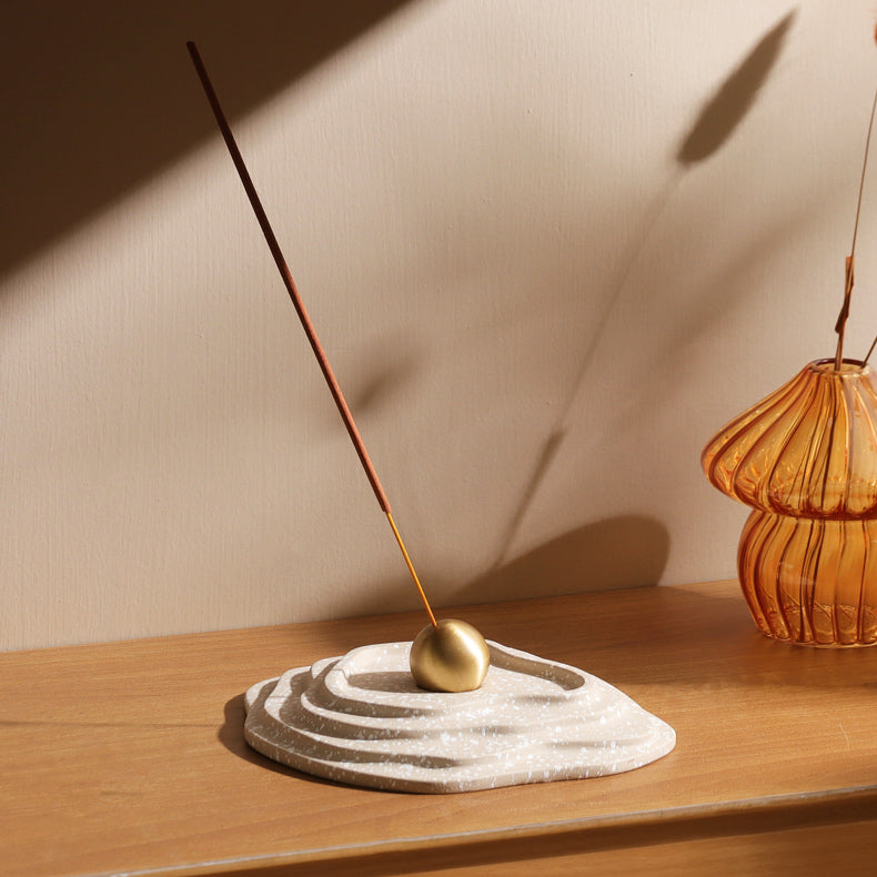 Muse Metal & Concrete Incense Holder - Speckled Taupe