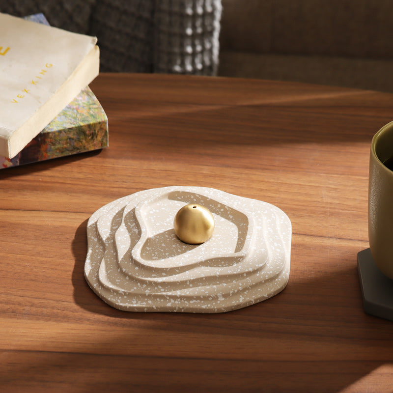 Muse Metal & Concrete Incense Holder - Speckled Taupe