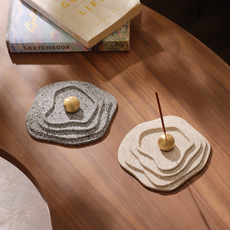 Muse Metal & Concrete Incense Holder - Speckled Taupe