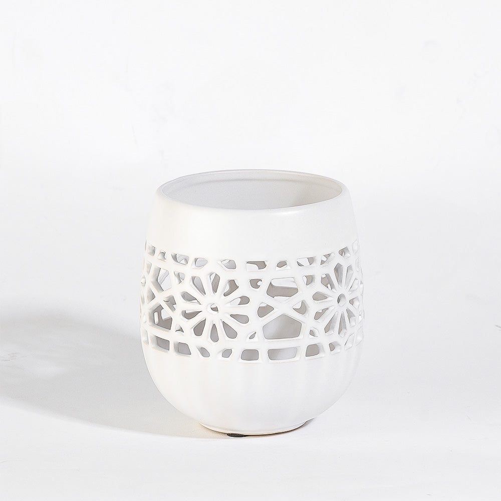 Myra Ceramic Candle Holder - White