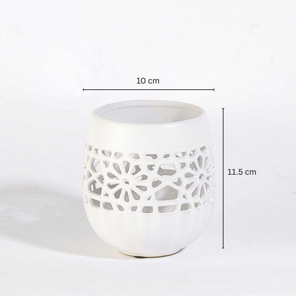Myra Ceramic Candle Holder - White