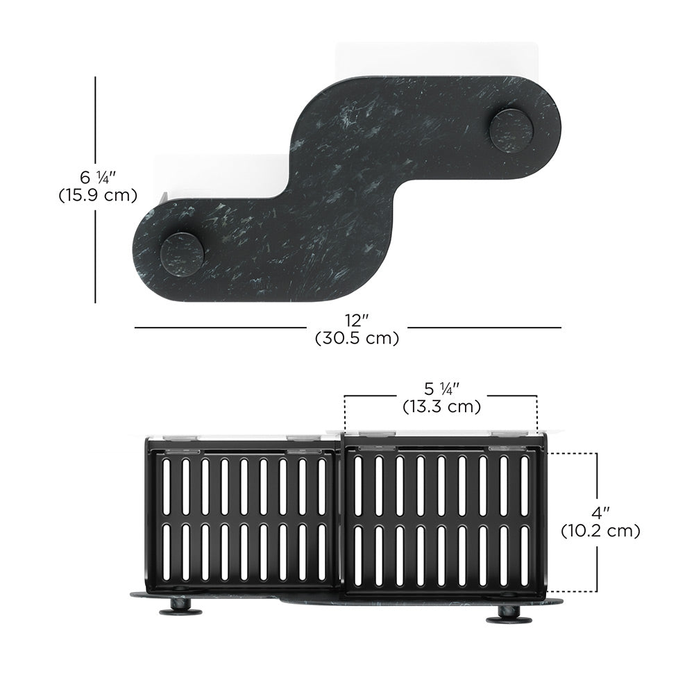 Nami Adhesive Shower Bins, Set of 2 - Ocean Black