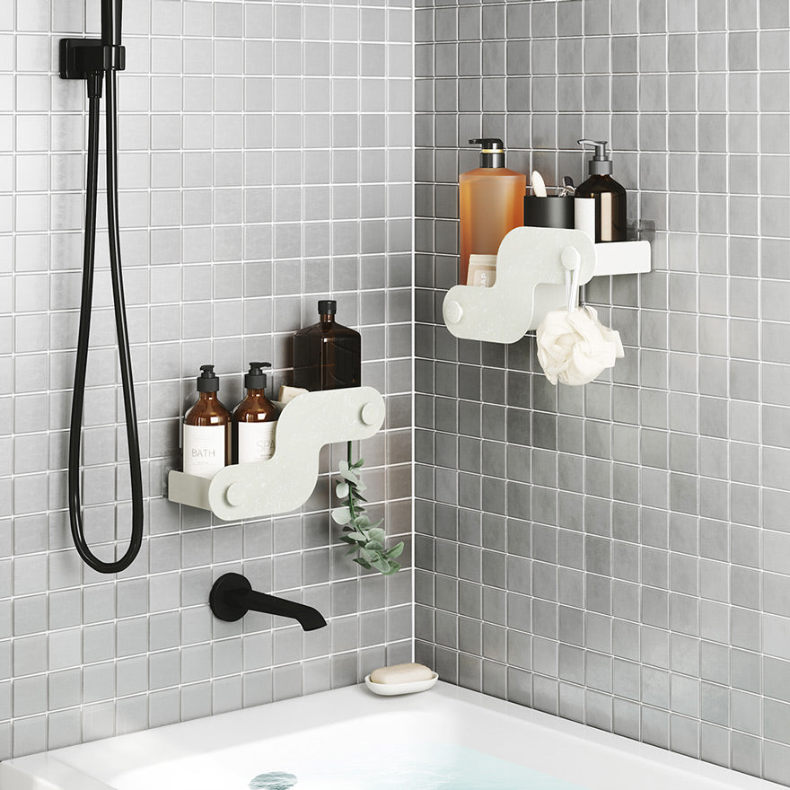 Nami Adhesive Shower Bins, Set of 2 - Ocean Sand