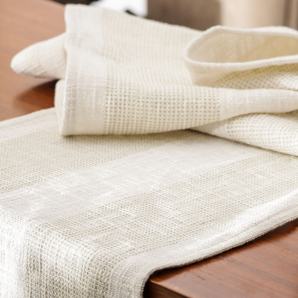 Nautica Tasseled Table Runner - White Sage