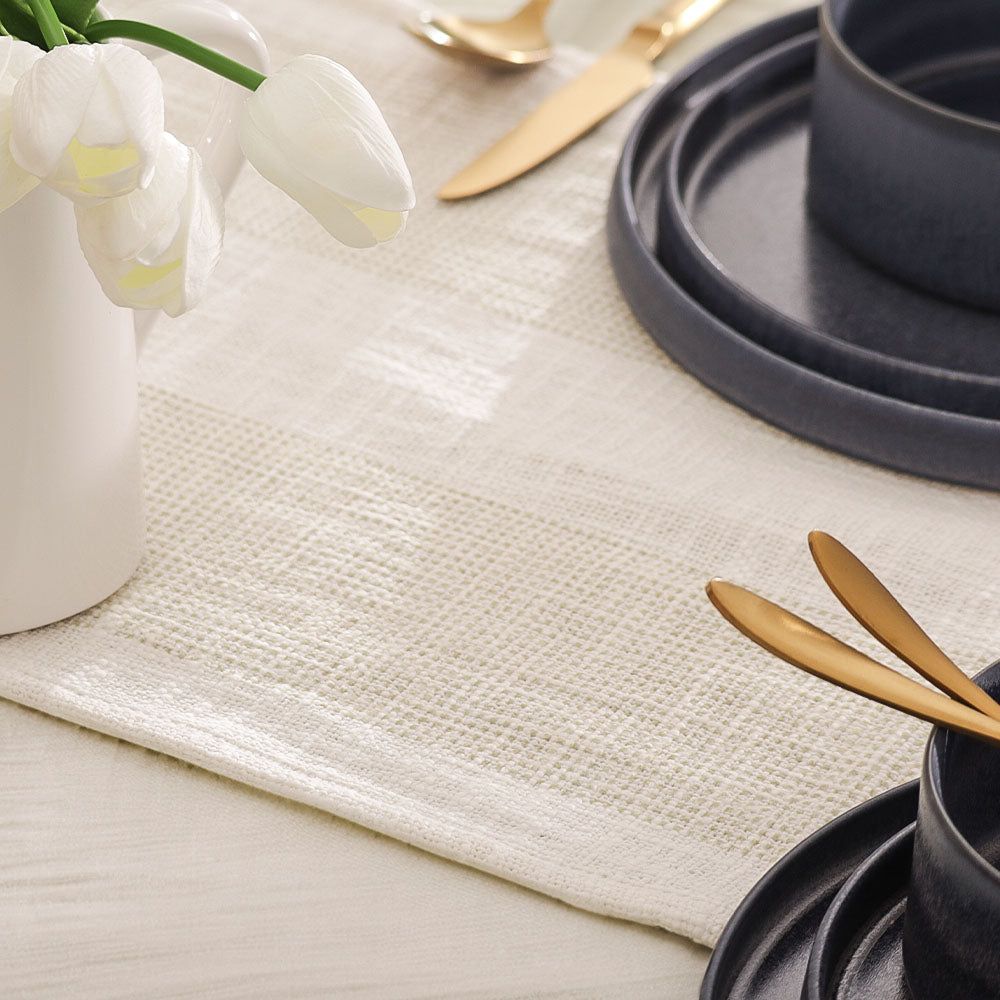 Nautica Tasseled Table Runner - White Sage