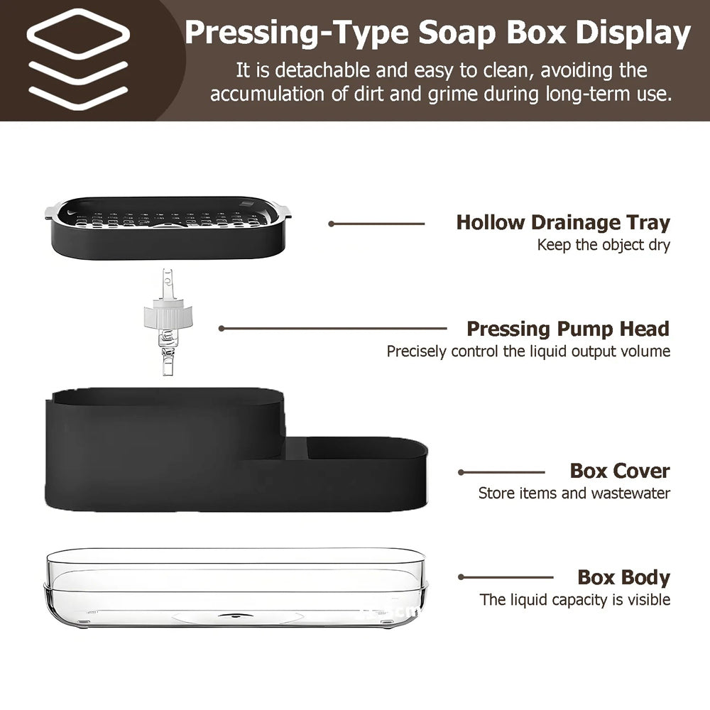 Neat Soap Dispensing Sponge Holder With Scrubber Rest - Black