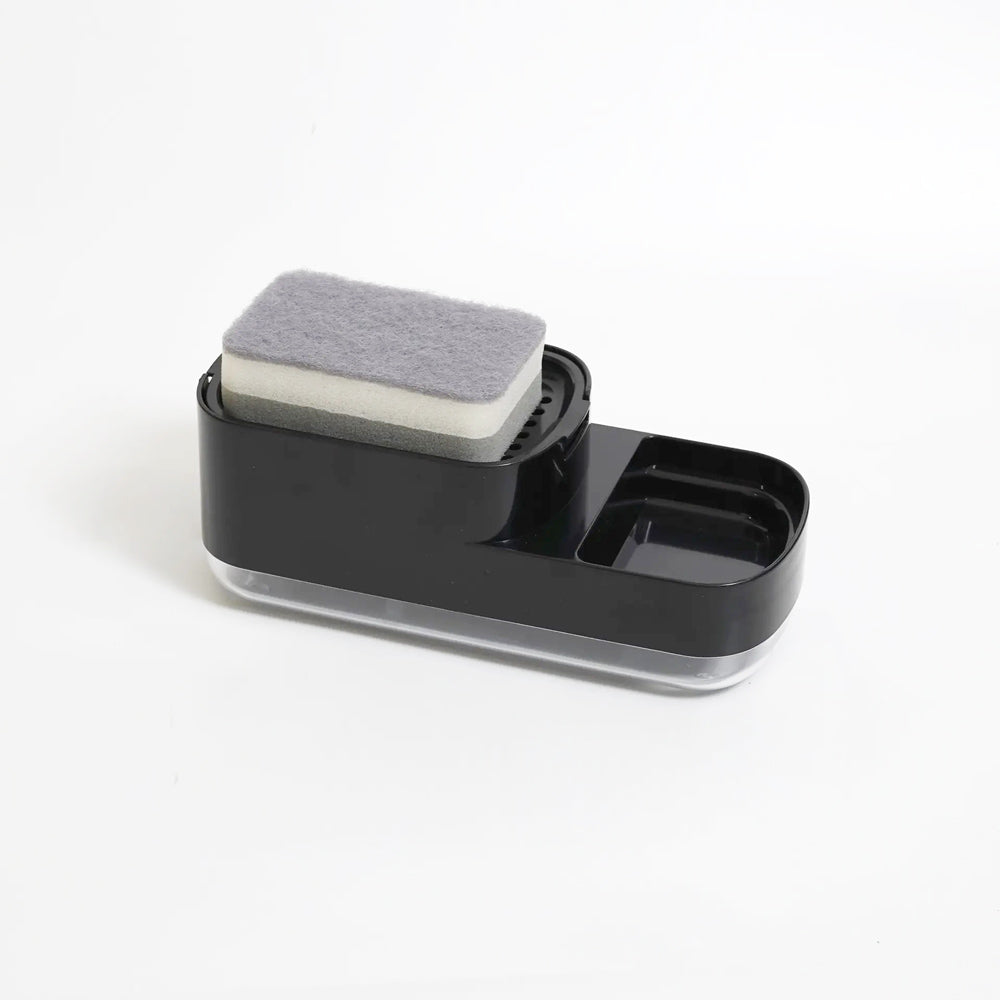 Neat Soap Dispensing Sponge Holder With Scrubber Rest - Black