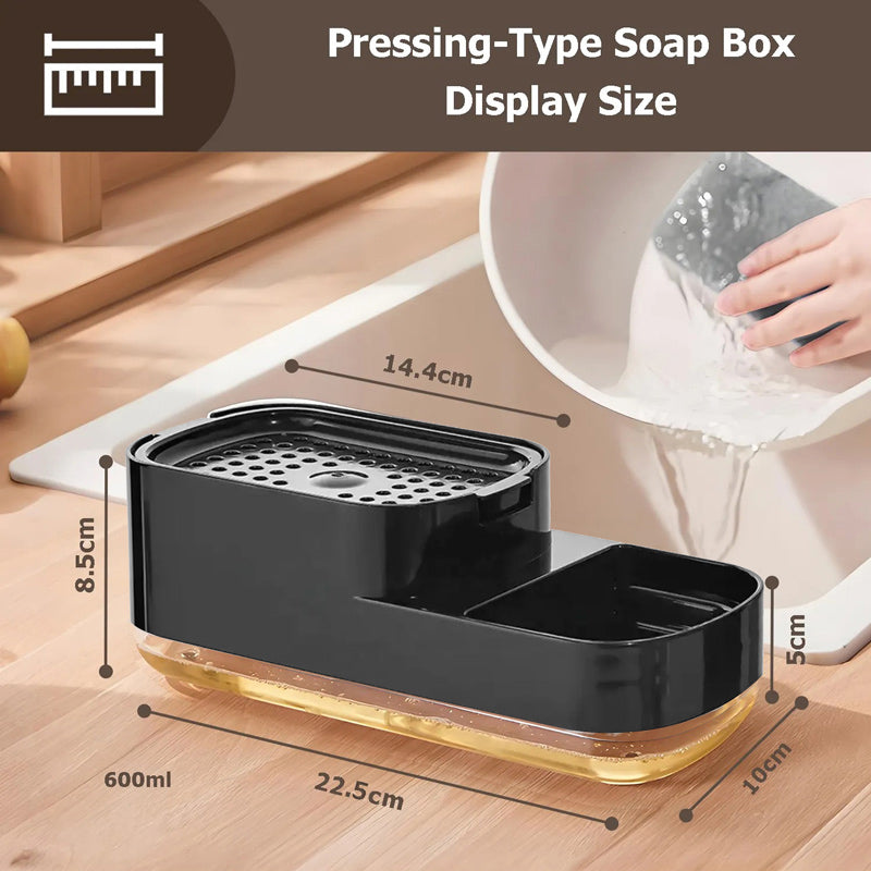 Neat Soap Dispensing Sponge Holder With Scrubber Rest - Black