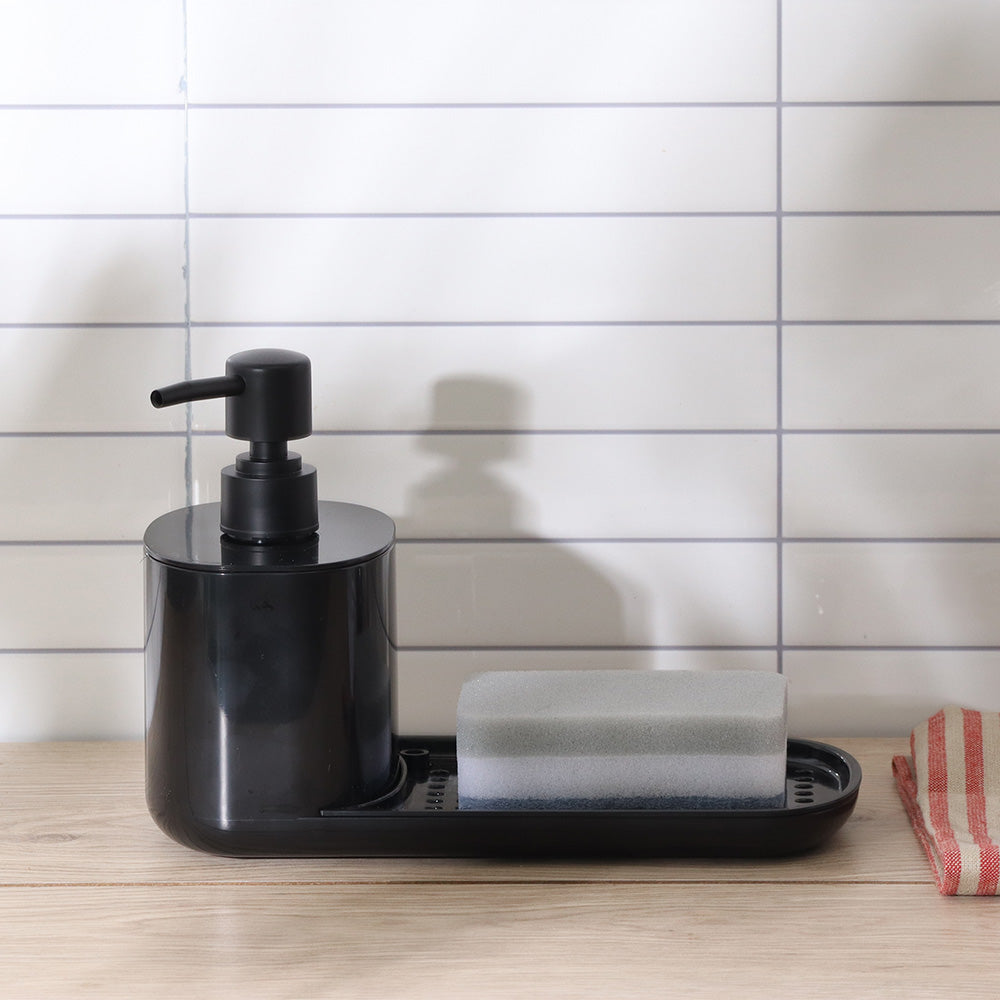 Neat Dish Soap Dispenser with Sponge Rest - Black
