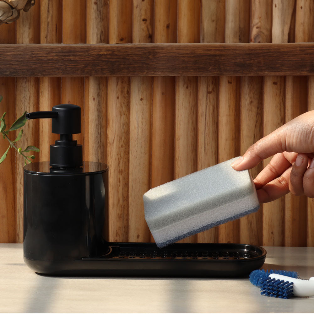 Neat Dish Soap Dispenser with Sponge Rest - Black