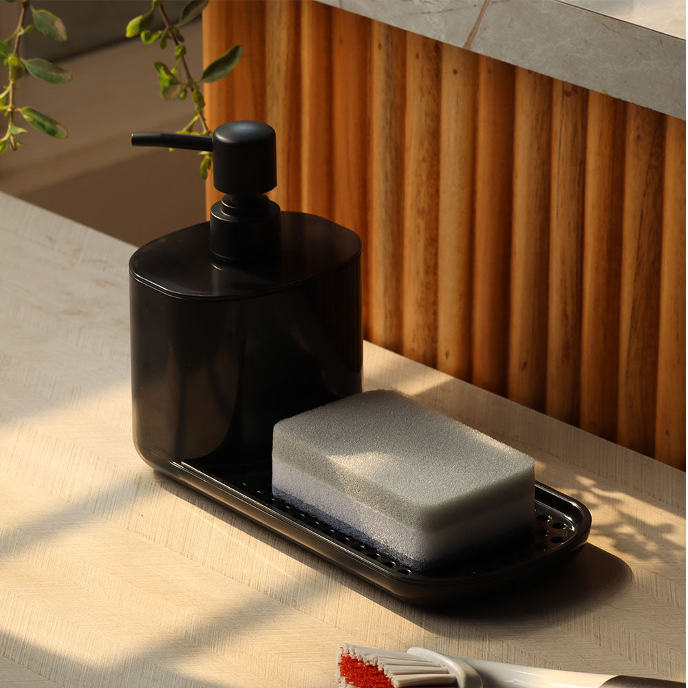 Neat Dish Soap Dispenser with Sponge Rest - Black