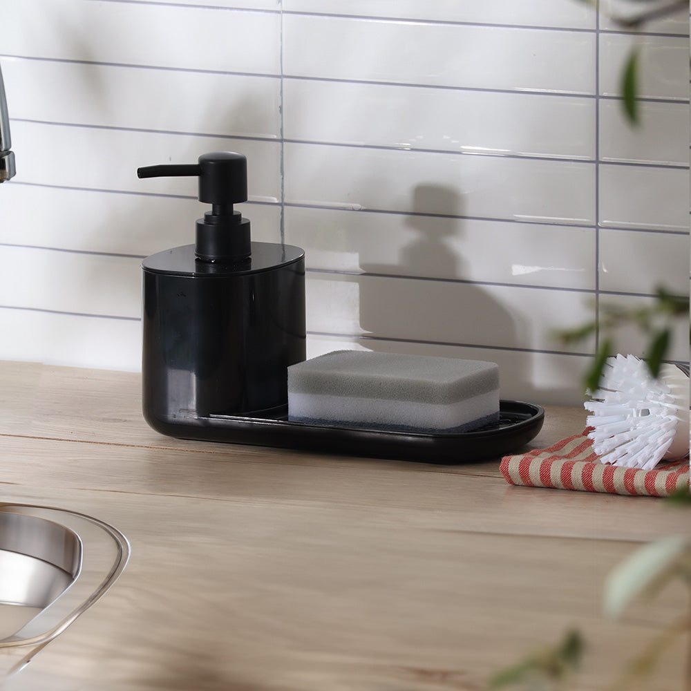 Neat Dish Soap Dispenser with Sponge Rest - Black