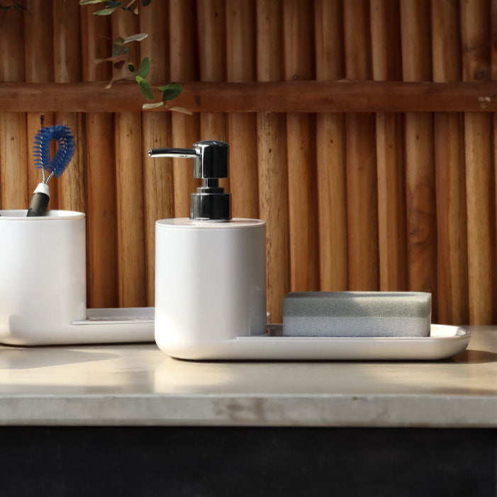 Neat Dish Soap Dispenser with Sponge Rest - White