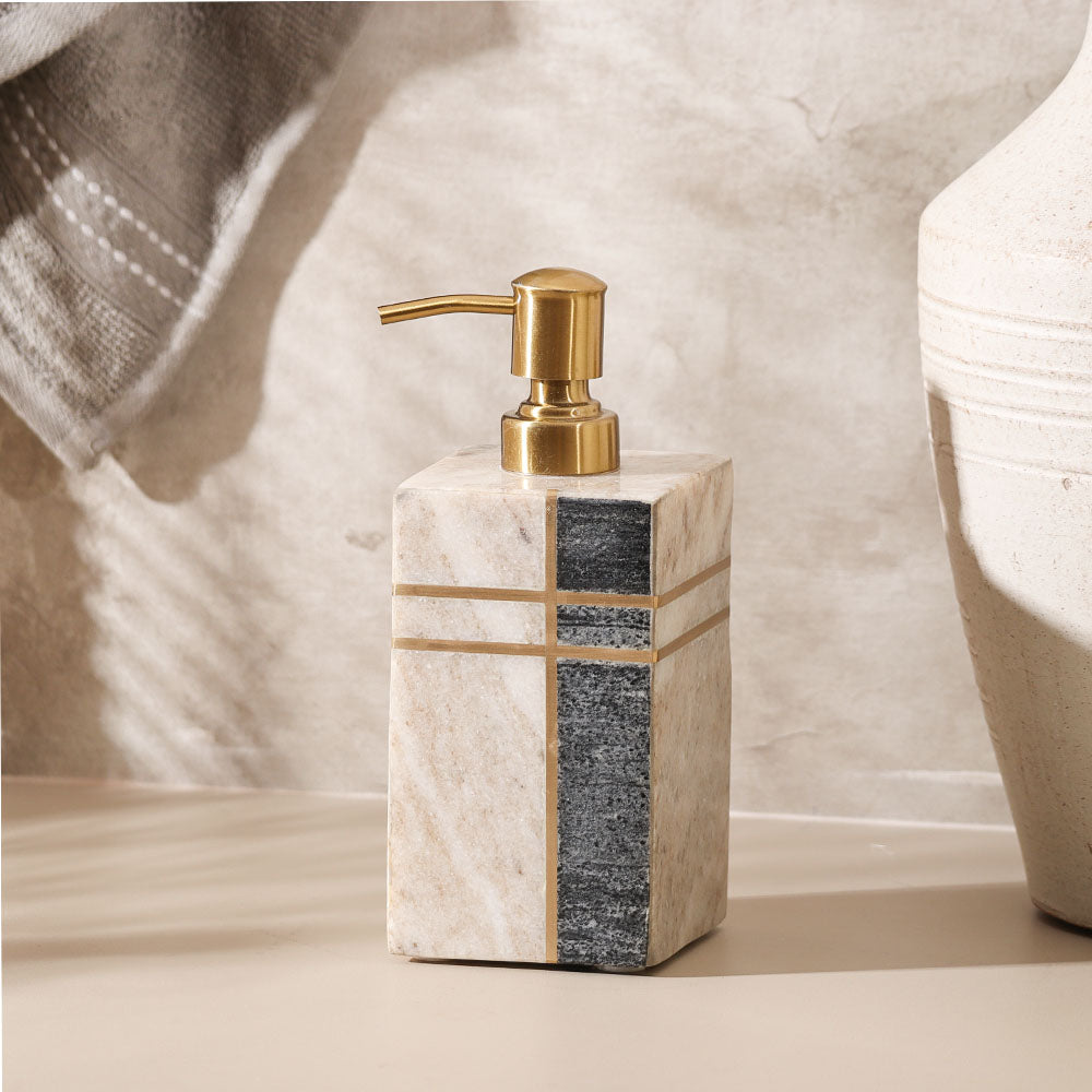 Nera Marble Soap Dispenser - Beige & Black
