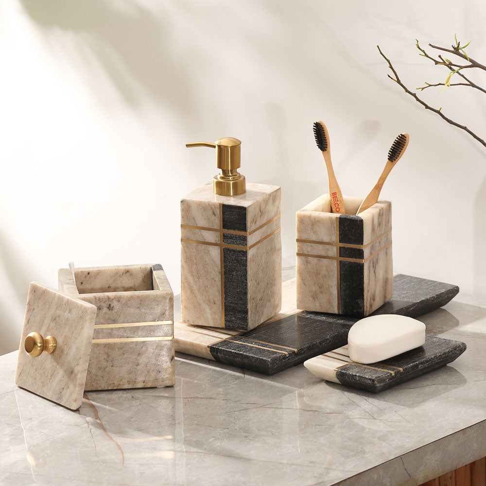 Nera Marble Soap Dispenser - Beige & Black