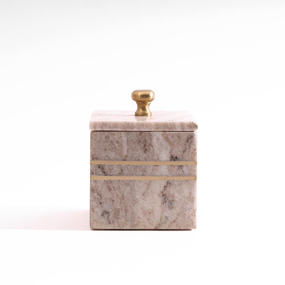 Nera Marble Storage Jar - Beige & Black