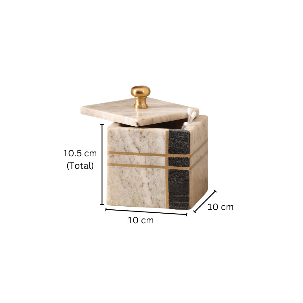 Nera Marble Storage Jar - Beige & Black