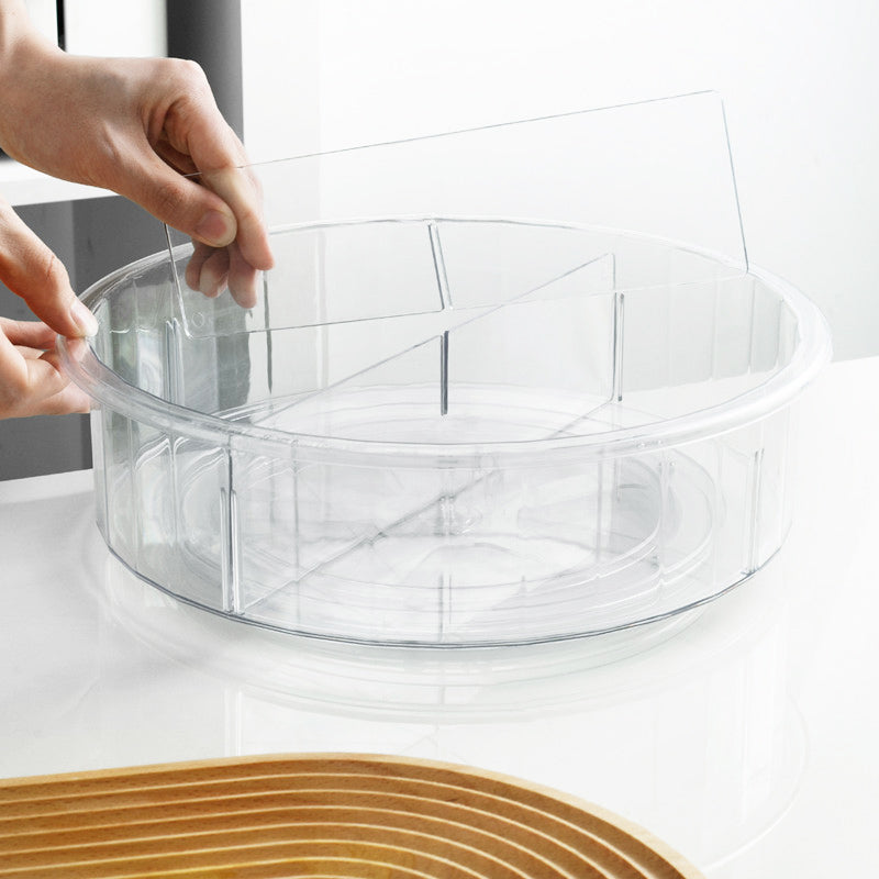 Nest Round Turntable With Dividers - Clear