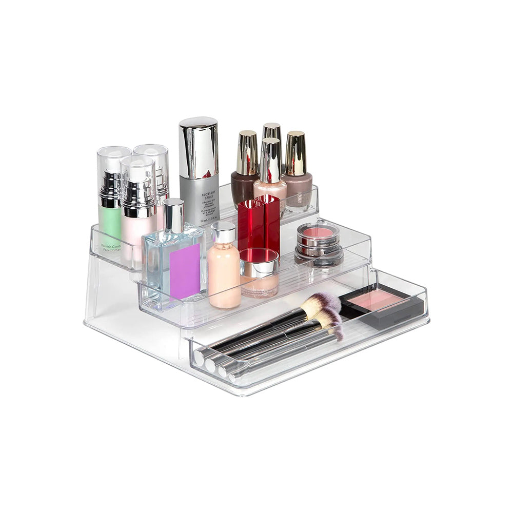 Nest Tiered Storage Shelf with Drawer - Clear