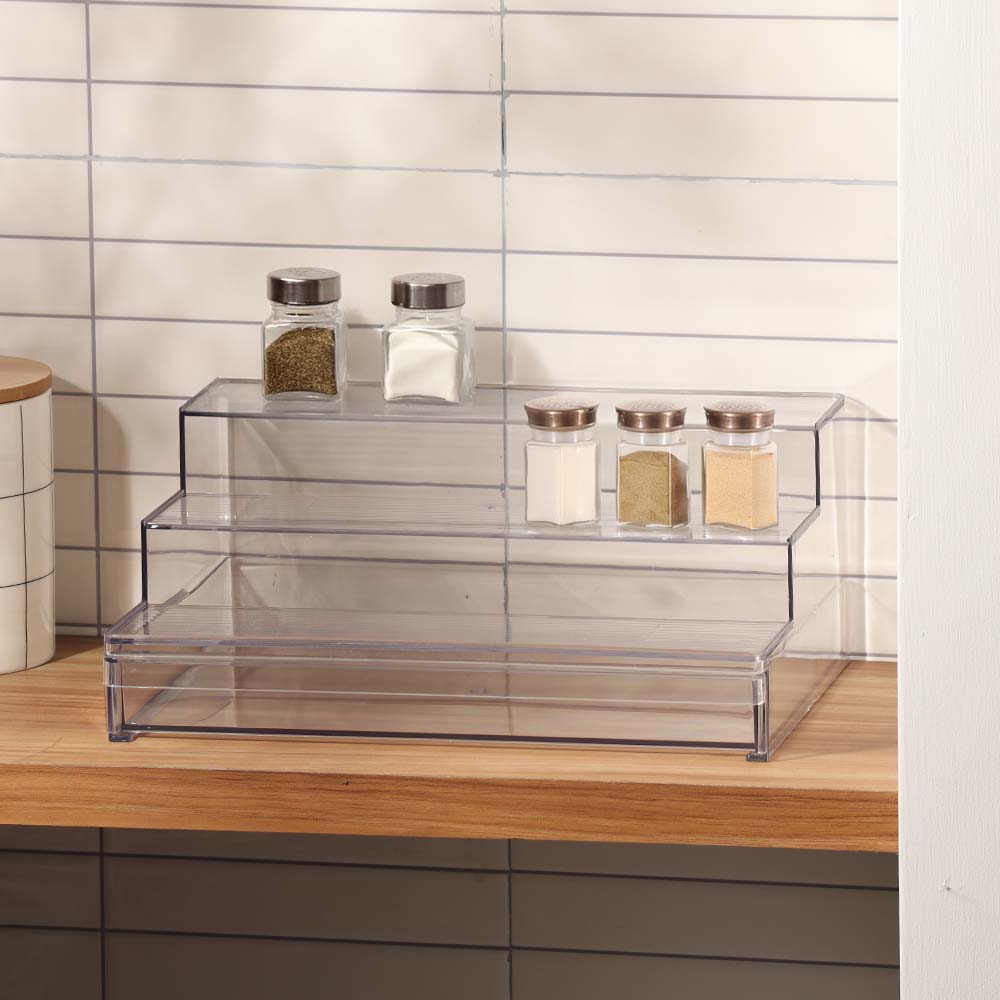 Nest Tiered Storage Shelf with Drawer - Clear