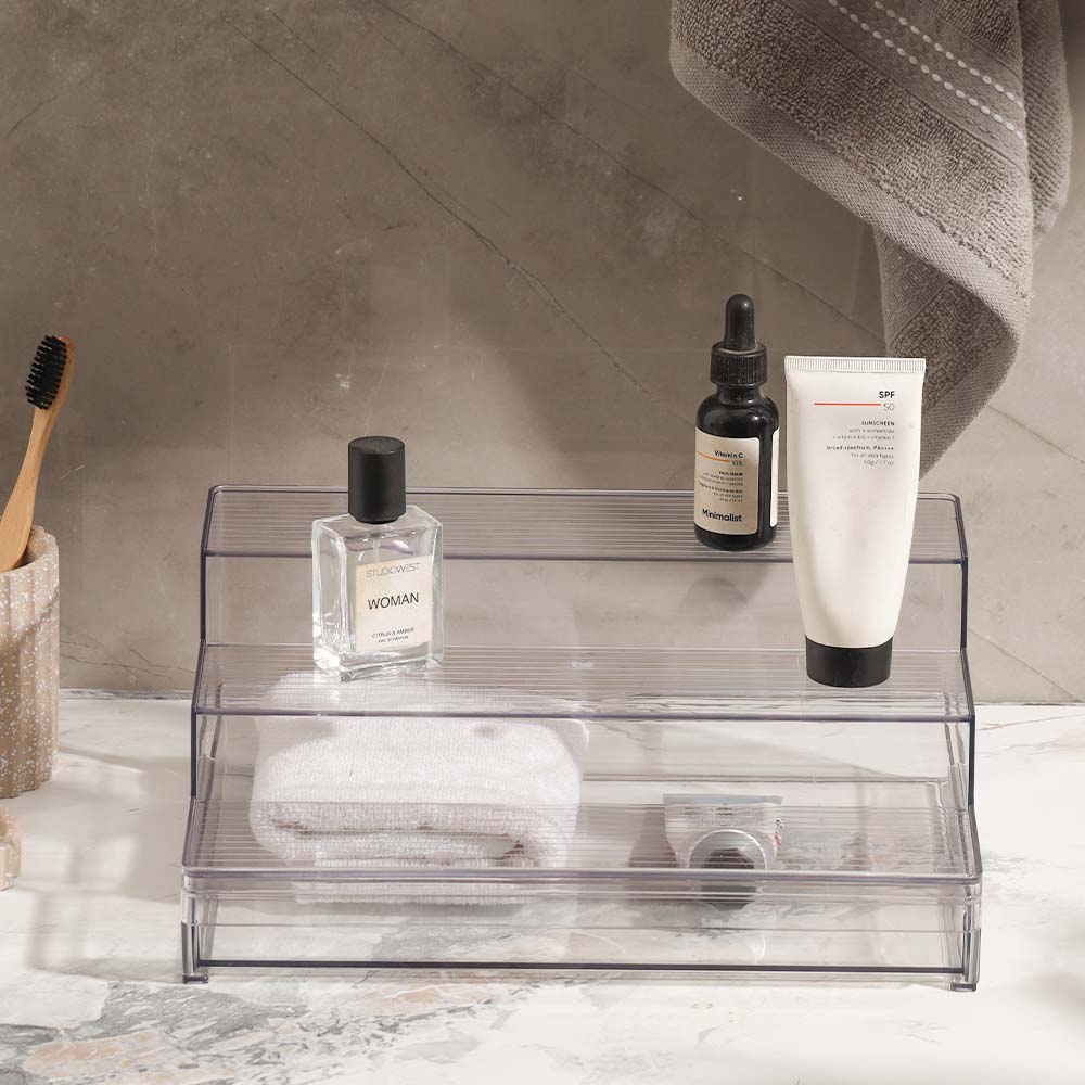 Nest Tiered Storage Shelf with Drawer - Clear