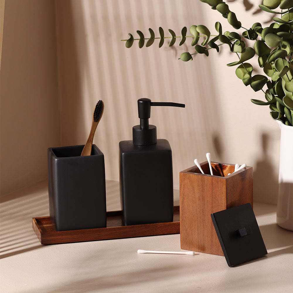 Neva 4-piece Bathroom Set - Black Natural