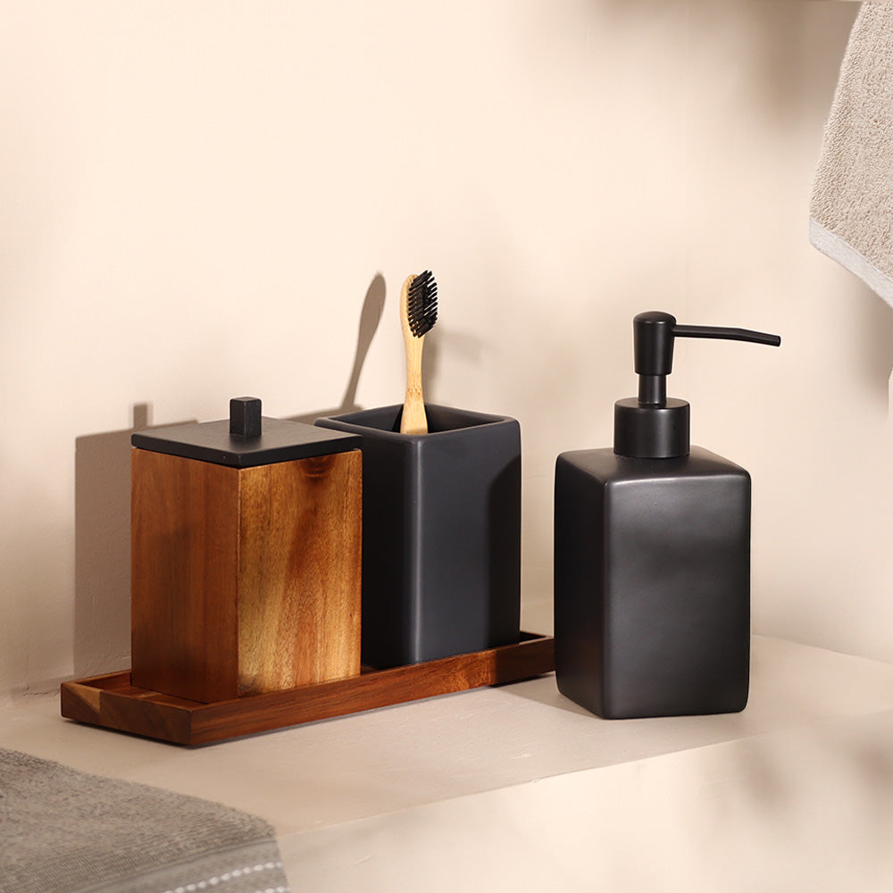 Neva 4-piece Bathroom Set - Black Natural