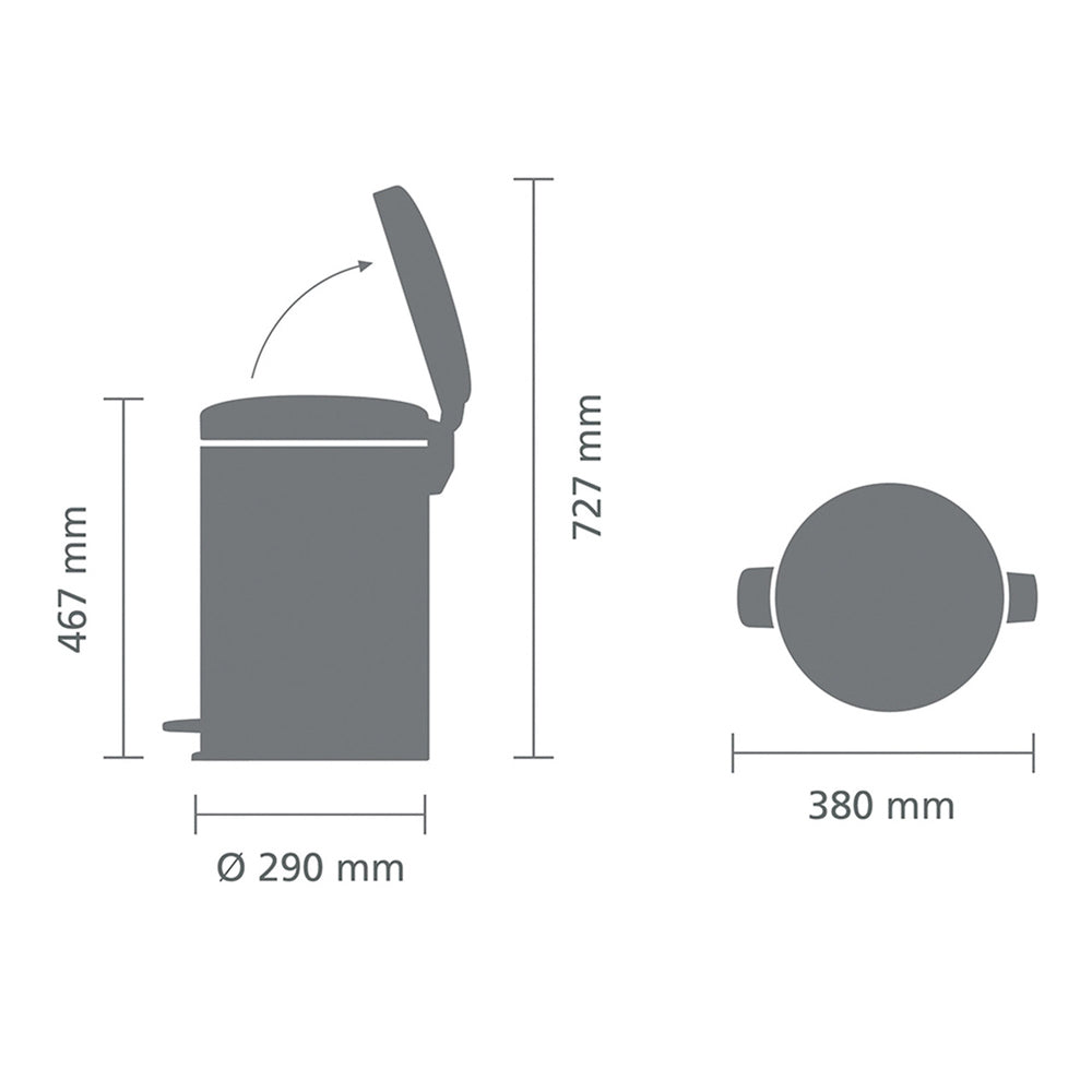 NewIcon Pedal Bin 20L - Matte Black
