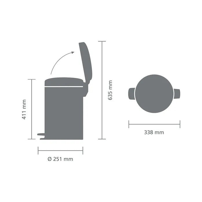 NewIcon Pedal Bin 12L - Confident Grey