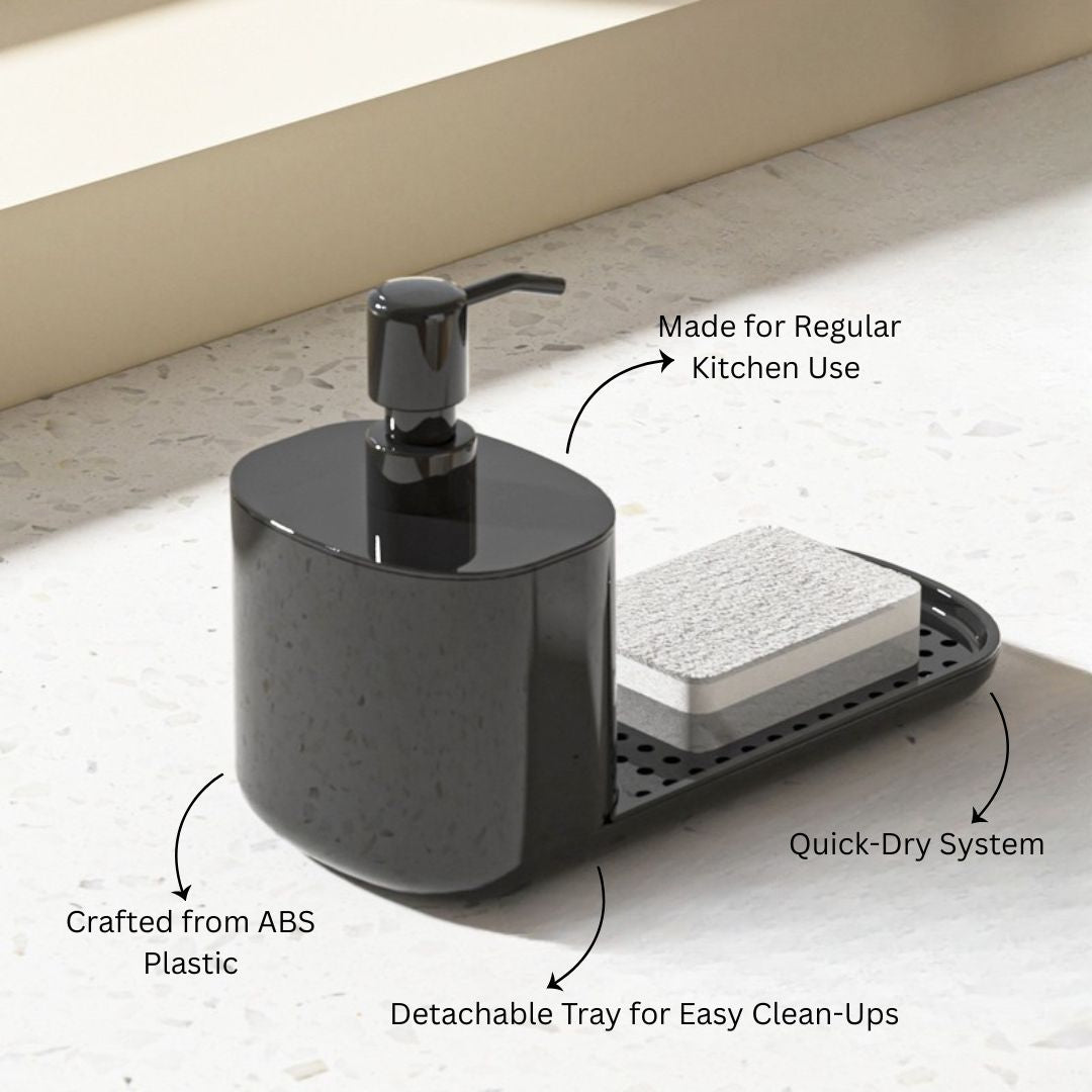 Neat Dish Soap Dispenser with Sponge Rest - Black