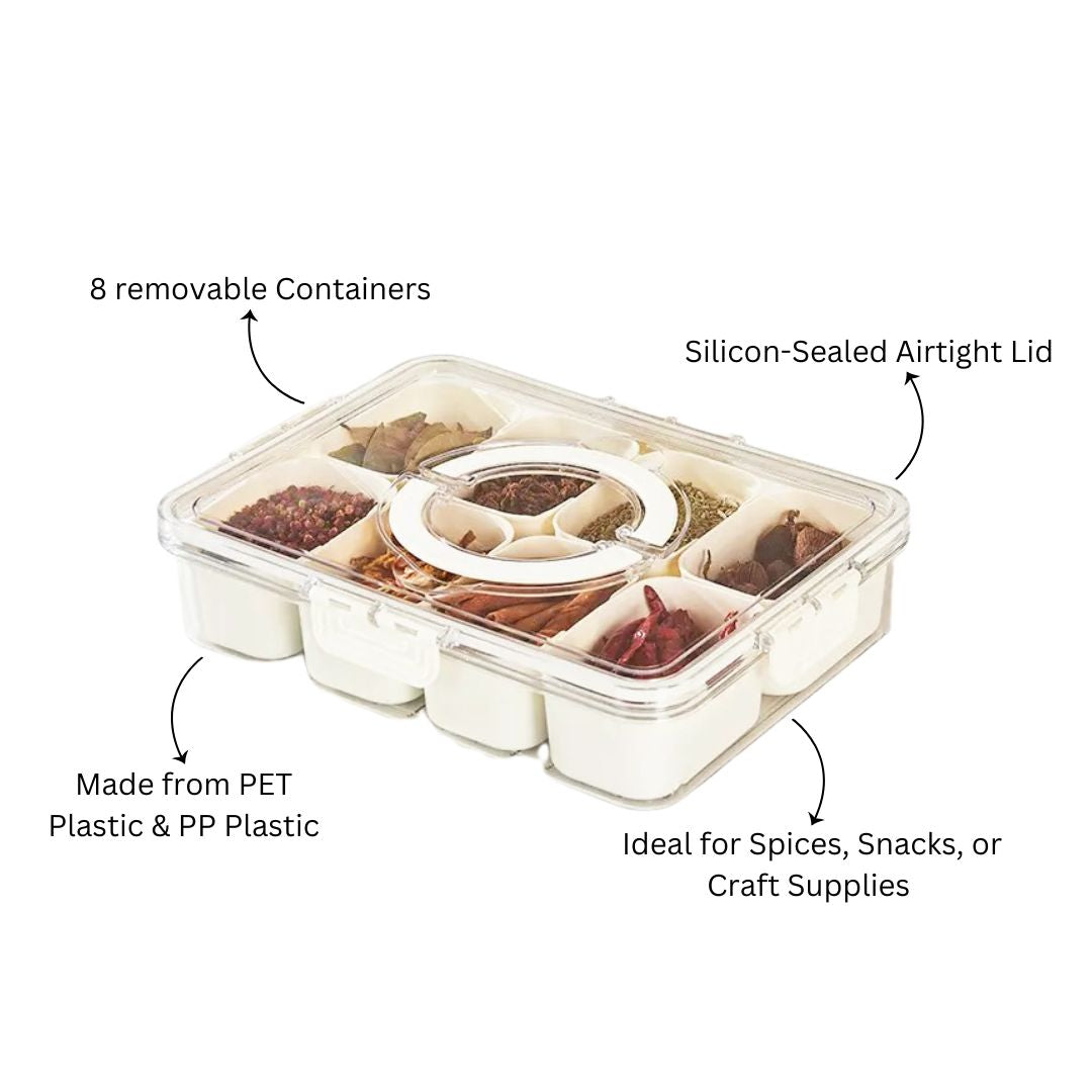 Rectangular Spice Storage Box with Lid - Cream